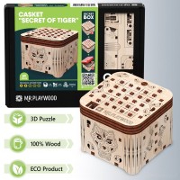 Mr.Playwood 3D Wooden Puzzle Secretbox Tiger, 10606, 7.4x7.8x6.2cm