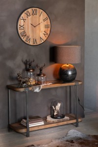 J-Line Console Spruce Wood/Glass Natural/Black
