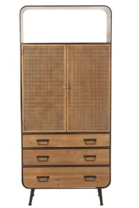 J-Line cabinet High cabinet - 3 drawers - wood/metal - natural/black