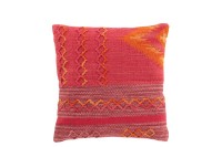 J-Line cushion Ethnic Braided Square - cotton - pink/purple