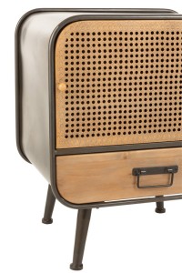 J-Line side table 1 drawer - metal/wood - black/natural