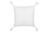 J-Line cushion Flowers + Tassels - cotton - white