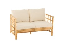 J-Line sofa Elise + cushion 2 Persons - rattan/textile - natural/white