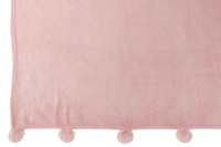 J-Line Plaid Pompom - polyester - babyroze - 170 x 130 cm