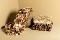 Clarisse Brown Artificial Fur Plaid Rectangle S