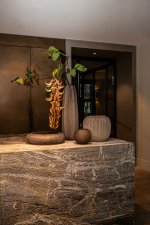 Levente Sand Carved Glass Bowl Shaped Vase Ribbed