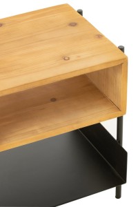 J-Line Tina bedside table - wood/metal - natural/black