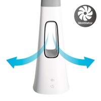 LED table light "Ventu" with fan, with touch, dimmable, made of white plastic, firmly built-in LEDs, 40 cm high