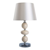 Ceramic table lamp "Araga" 36 cm high, table lamp made of metal, ceramic, with text blades, beige, with E14 socket, lighting for dining room, living room, hallway or office