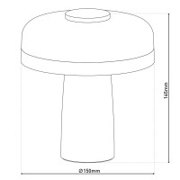 Cordless table light "Pilu", 16.5 cm high, above Ø of 15 cm, metal in MINT, white plastic, integrated LEDs, 280 lumens, dimmable by touch sensor, warm white