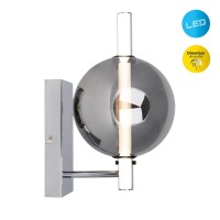 LED Wandleuchte "NOVA" chrom aus Metall und Rauchglas, mit integrierter LED, 31,3 cm hoch