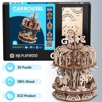 Mr. Playwood 3D Houten Puzzelcarrousel, 10403, 25x25x32cm.