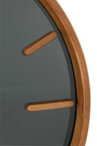 J-Line Round clock - wood/glass - brown/black - M - Ø 60 cm