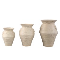 Leandra Beige Round Ceramic Jar Rough Structure M