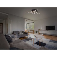 LED-wand/plafondlamp "Onda", plafondlamp gemaakt van metaal en plastic in zwart, met stevig ingebouwde LED's, verlichting voor woonkamer, eetkamer of kantoor 65 cm lang