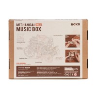 Music Box Wood DIY 3D Mechanical Music Box Stagecoach / Mechanical Music Box Carriage, Robotime, AMKA1, 21.8x11.2x14.6cm