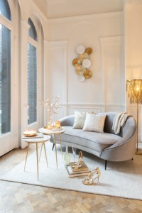 J-Line side table - marble/iron - gold/white