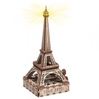 Mr. Playwood 3D Wooden Puzzle Eiffel Tower with LED lighting, 10205, 18.5x16x38cm