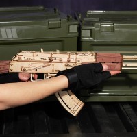 3D Wooden Puzzle AK-47 Assault Rifle, Robotime, LQ901, 71.7x5.6x21.5cm