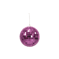 Xmas- Ornament - Disco Ball - Glass - Pink - 10x10x10cm