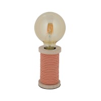 Table lamp max. 12cm high, decorative table lamp made of metal and plastic and textile material in orange-white, E27 version, table lamp for dining room, kitchen, children's room, hallway