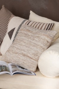 J-Line cushion Two-tone Fabric - wool - beige