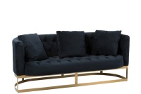 J-Line Seat Buttons 2 Cushions Wilson 2 Persons Velvet Metal/Birch Anthracite/Gold