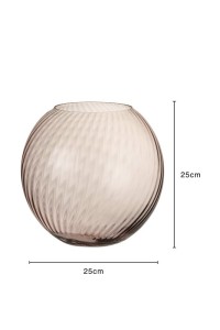 J-Line vase Round Ribbels - glass - pink - large - 25.00 cm high