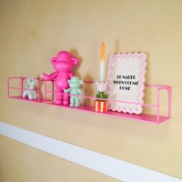 Wandplank - Metaal - Neon Pink - Set van 2 - 40 | 80x14x16cm
