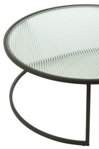 J -Line Coffee Table Round - Metal/Glass - Black