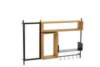 J-Line Wall Coat Rack With Mirror Tina Wood/Iron Black/Natural