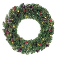 Creston Kerstkrans met LED Verlichting - Ø60 cm - Groen