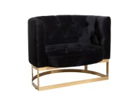 J-Line Zetel Knopen 1Kussen Wilson 1Persoon Fluweel Metaal/Berk Antraciet/Goud