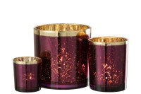 J-Line lantern Edge - glass - gold/burgundy - large