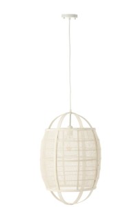 J-Line Hanging Lamp Ion Linen/Bamboo White Small