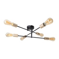 Ceiling light "Modo" 6-flame made of metal in black, versions gold, E27 socket, ceiling lamp for living room, dining room, kitchen, hallway, hallway or office with a Øvon 54.5 cm