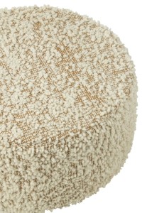 J-Line Pouf Round Bouclé Cotton/Polyester Camel/Cream