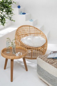 J-Line chair Lise + cushion 1 Person - rattan/textile - natural/white