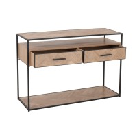 J-Line Console Zigzag 2 Lades Hout/Metaal Naturel/Zwart