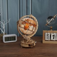 Wooden Puzzle 3D Globe incl. lighting, Robotime, ST003, 16.7x20.3x29.3cm