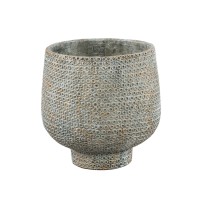 Laim Grey Cement Round Pot Dots Pattern On Base XL