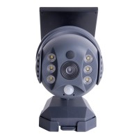 LED solar exterior wall lamp "Moho" with motion detector and security camera fold, wall light made of plastic in gray, with integrated LED