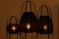 J-Line lantern Shade - bamboo - black - large