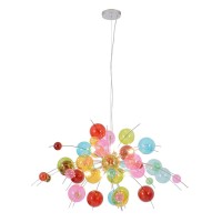 Pendant lamp "explosion" colored made of metal and glass, G9 versions, hanging lamp for dining room, living room, hall or office, Øca. 98 cm