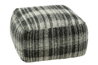 J-Line Pouf Square Checked Wool Grey/Black