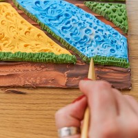 Okto clay DIY 3D Artwork with foam clay, Flower Beds In Holland by Vincent van Gogh, 10001, 30x40cm