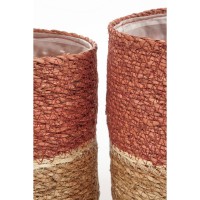 Damian Plantenmand - Set van 2 - H20 x Ø20 cm - Zeegras - Rood