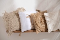 J-Line Cushion Cozy Diamond Cotton Beige