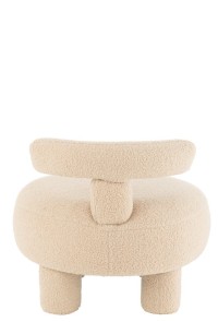 J-Line Stool Round With Backrest Bouclé Warm Beige