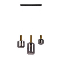3er Pendelleuchte "FUMO", Pendellampe aus Metall und Glas in Schwarz,, mit E14-Fassung, für Esszimmer, Wohnzimmer, Diele oder Büro, Hängelampe 82 cm lang